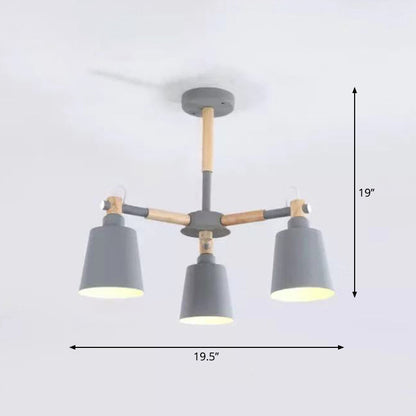 Céleste Macaron Radial Chandelier with Wooden Arms