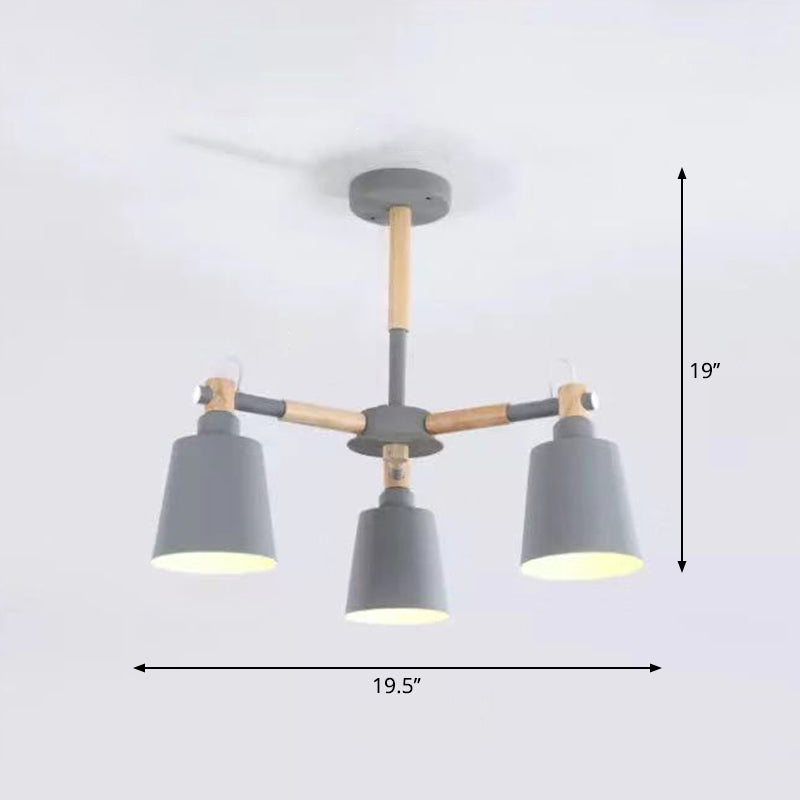 Céleste Macaron Radial Chandelier with Wooden Arms