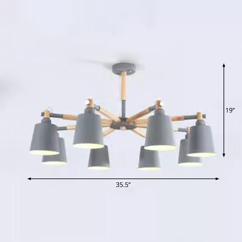 Céleste Macaron Radial Chandelier with Wooden Arms