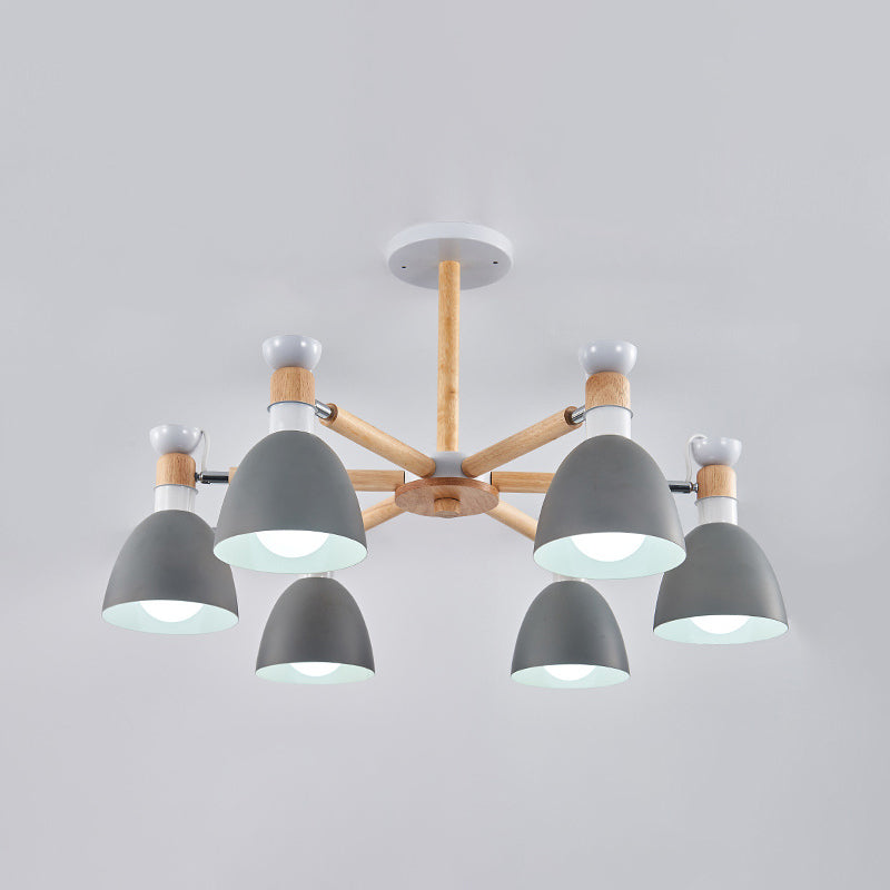 Lustre Émilie Macaron Bell avec tige en bois