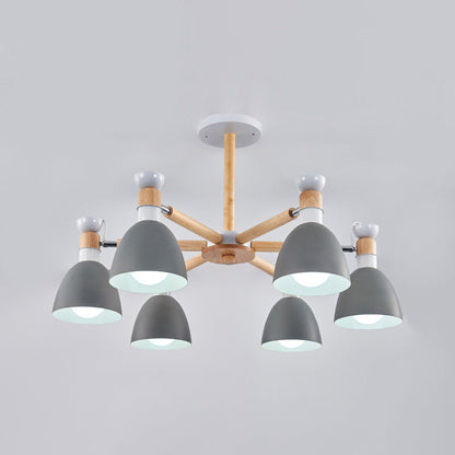 Lustre Émilie Macaron Bell avec tige en bois