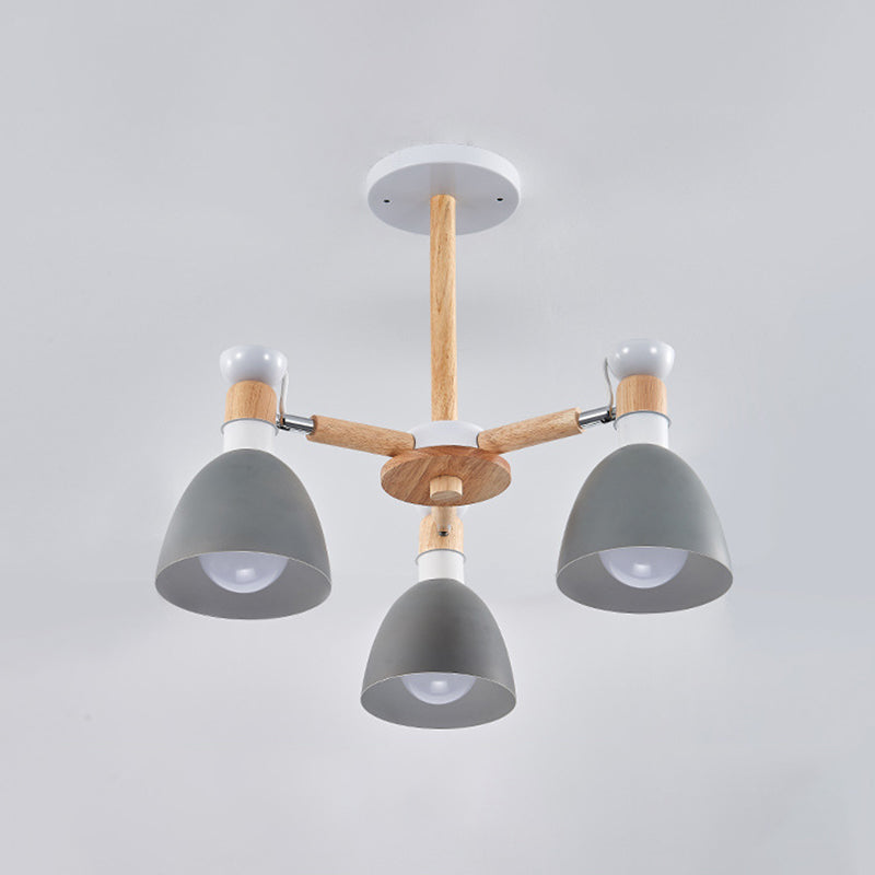 Lustre Émilie Macaron Bell avec tige en bois