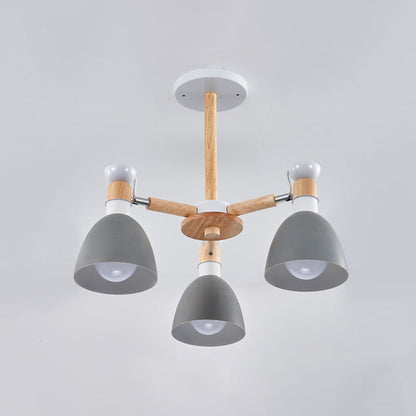 Lustre Émilie Macaron Bell avec tige en bois