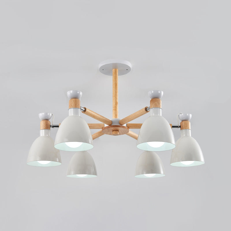 Lustre Émilie Macaron Bell avec tige en bois