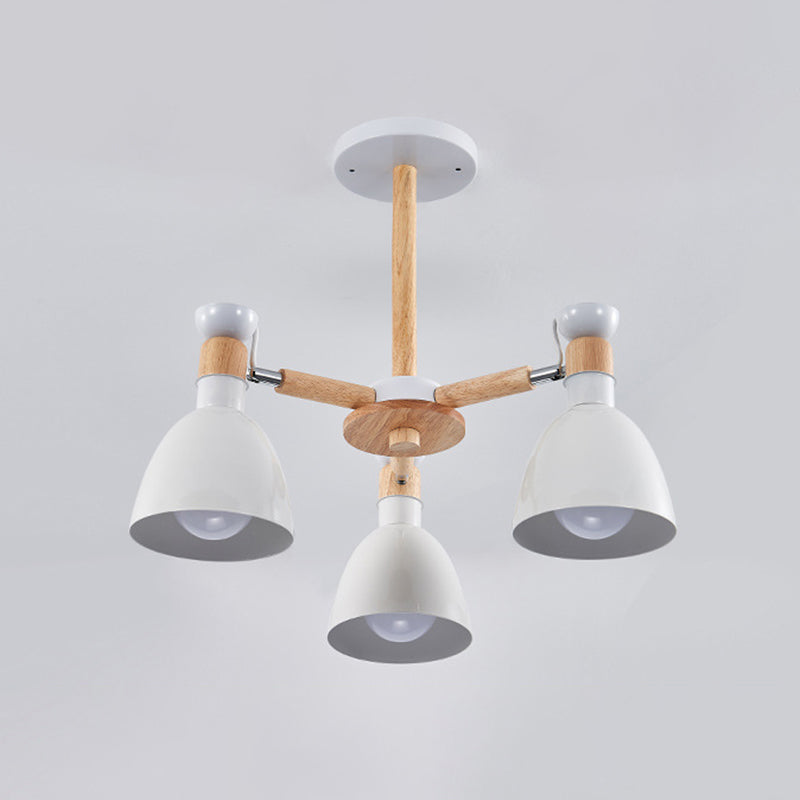 Lustre Émilie Macaron Bell avec tige en bois