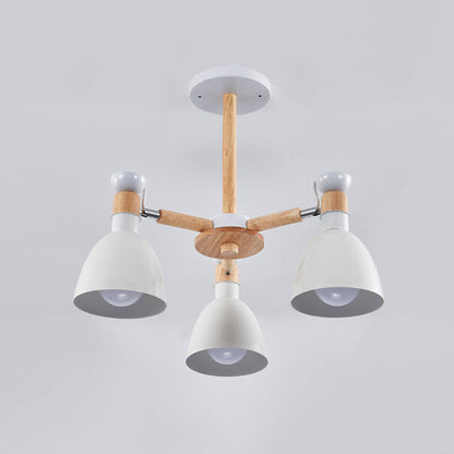 Lustre Émilie Macaron Bell avec tige en bois