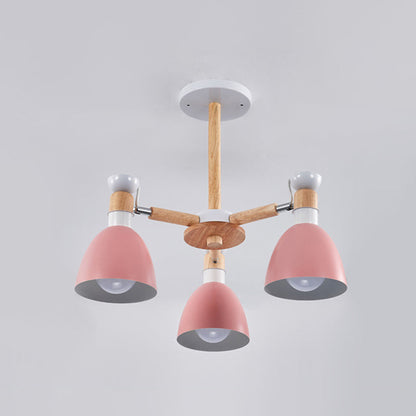 Lustre Émilie Macaron Bell avec tige en bois