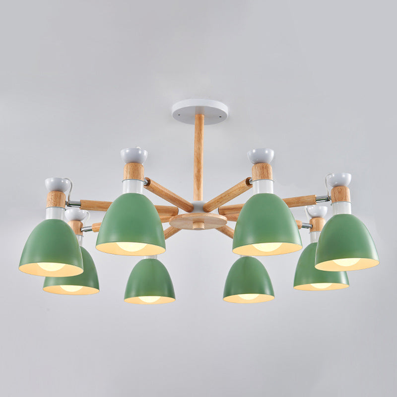Lustre Émilie Macaron Bell avec tige en bois