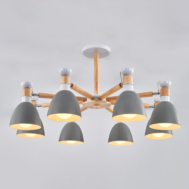 Lustre Émilie Macaron Bell avec tige en bois