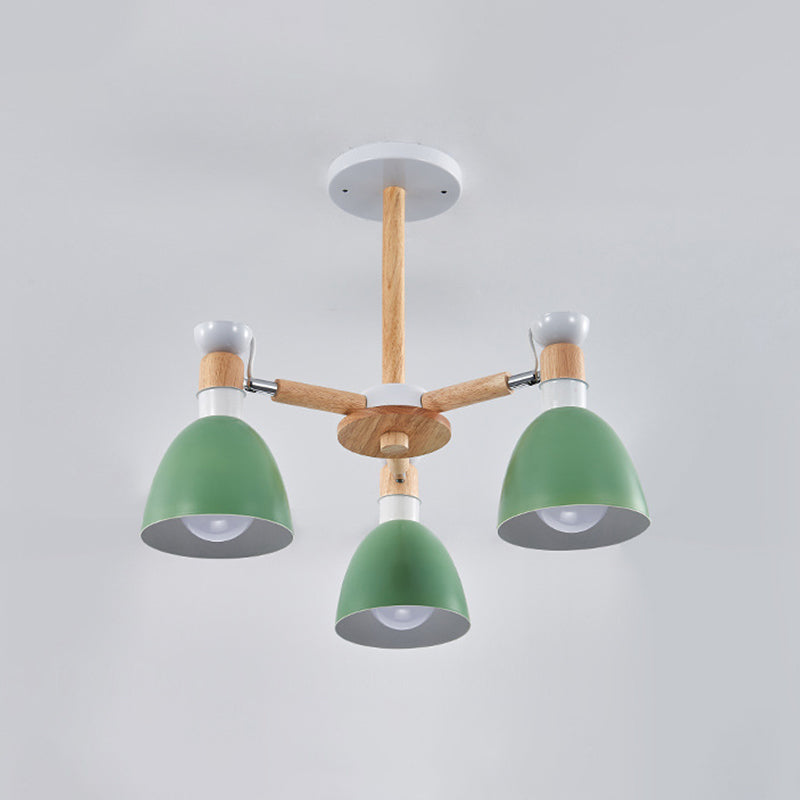 Lustre Émilie Macaron Bell avec tige en bois