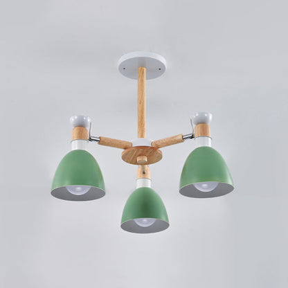 Lustre Émilie Macaron Bell avec tige en bois