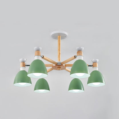 Lustre Émilie Macaron Bell avec tige en bois