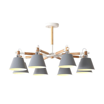 Lustre Conique Adeline Macaron avec Bras en Bois