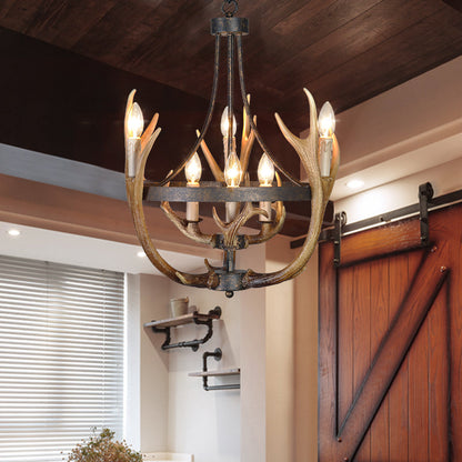 Lustre Rosalie Rustique Roue en Résine avec Accents Cerf