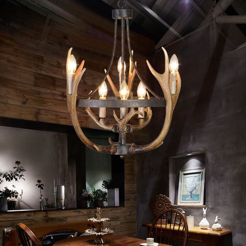 Lustre Rosalie Rustique Roue en Résine avec Accents Cerf