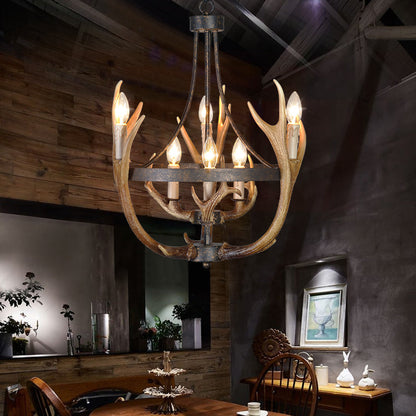 Lustre Rosalie Rustique Roue en Résine avec Accents Cerf