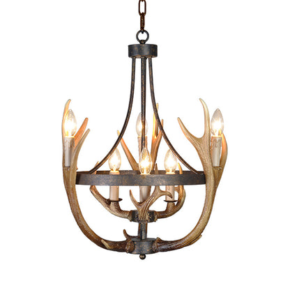 Lustre Rosalie Rustique Roue en Résine avec Accents Cerf