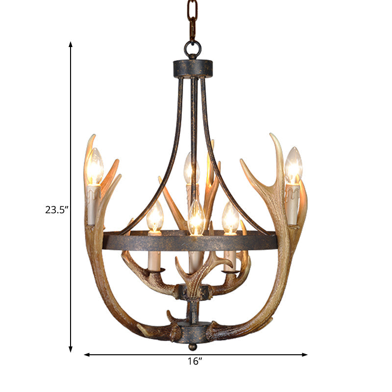 Lustre Rosalie Rustique Roue en Résine avec Accents Cerf