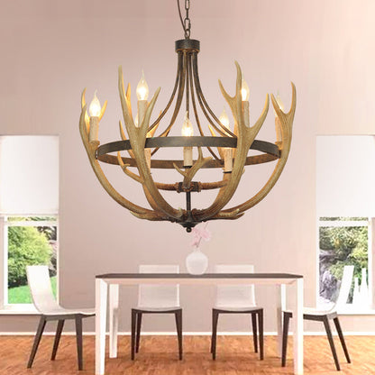 Lustre Rosalie Rustique Roue en Résine avec Accents Cerf