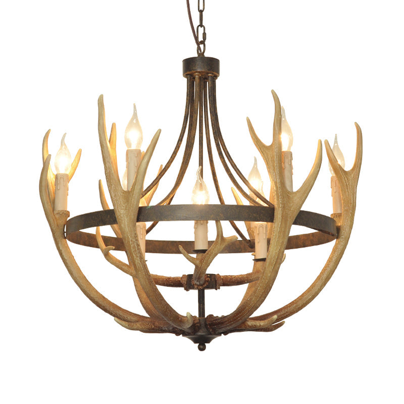 Lustre Rosalie Rustique Roue en Résine avec Accents Cerf