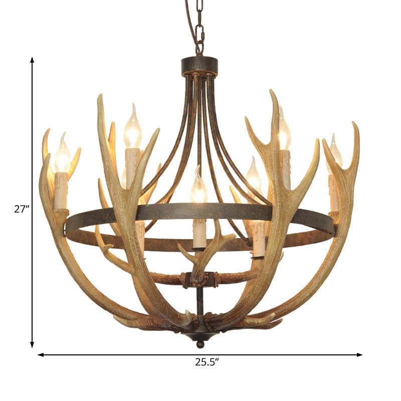 Lustre Rosalie Rustique Roue en Résine avec Accents Cerf