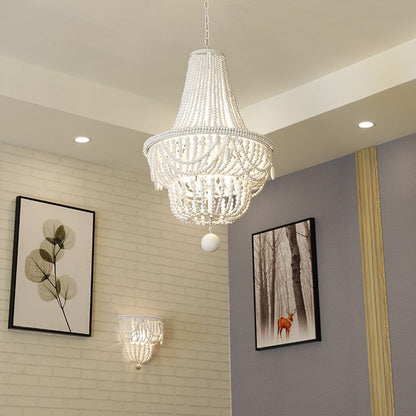 Lustre en bois de style jarre Colette avec suspensions en forme de globe