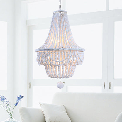 Lustre en bois de style jarre Colette avec suspensions en forme de globe
