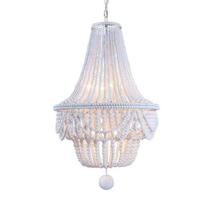 Lustre en bois de style jarre Colette avec suspensions en forme de globe