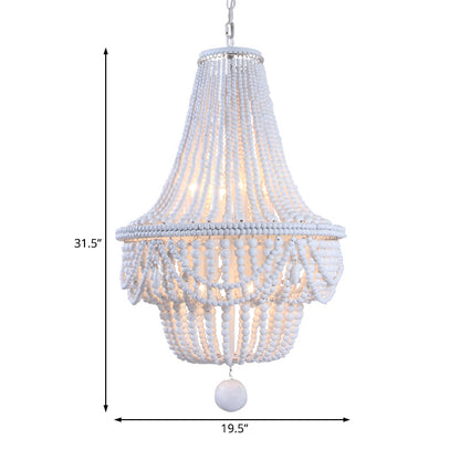 Lustre en bois de style jarre Colette avec suspensions en forme de globe
