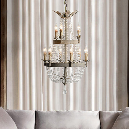 Lustre en cristal à 2 niveaux Juliette avec pampilles sphériques