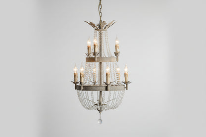 Lustre en cristal à 2 niveaux Juliette avec pampilles sphériques
