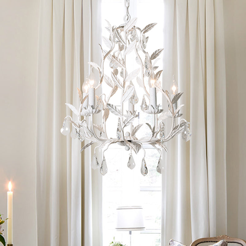 Lustre en métal Élodie avec larmes de cristal