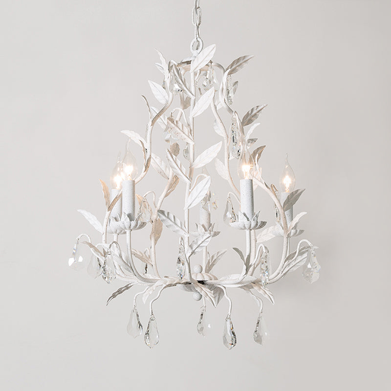 Lustre en métal Élodie avec larmes de cristal