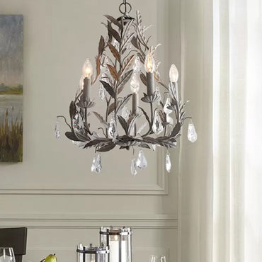 Lustre en métal Élodie avec larmes de cristal