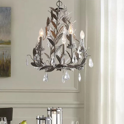 Lustre en métal Élodie avec larmes de cristal