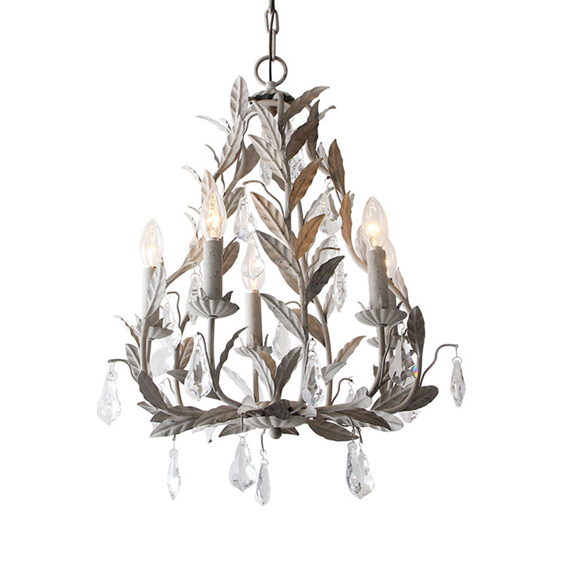 Lustre en métal Élodie avec larmes de cristal