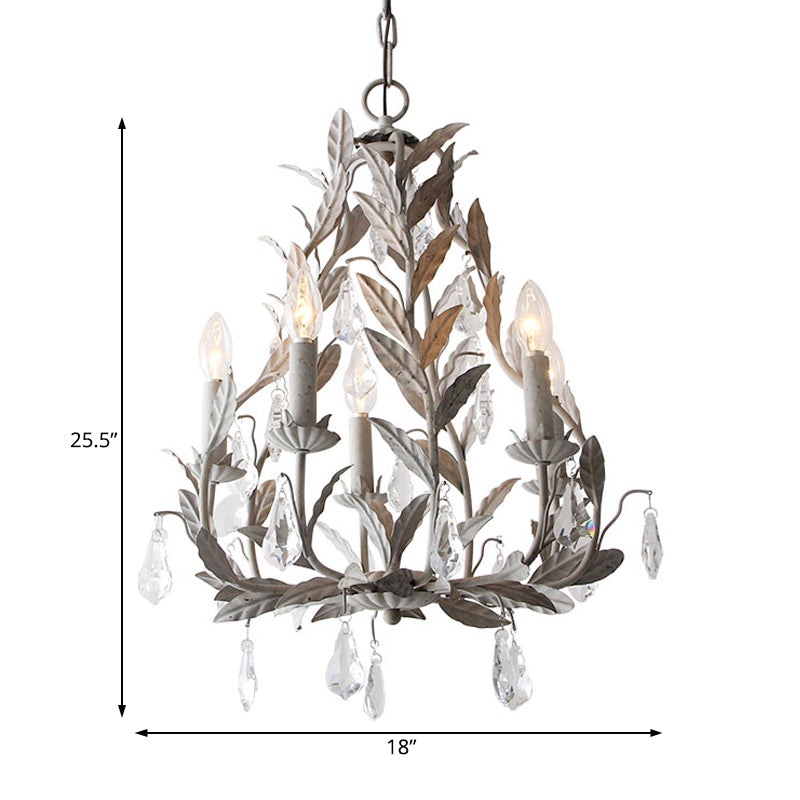 Lustre en métal Élodie avec larmes de cristal