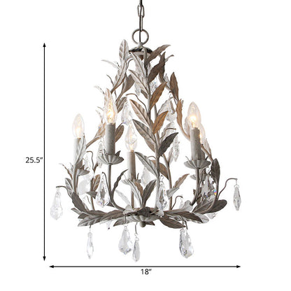 Lustre en métal Élodie avec larmes de cristal