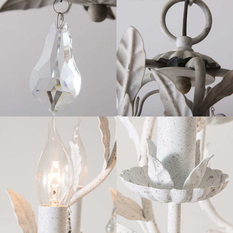 Lustre en métal Élodie avec larmes de cristal