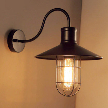 Adèle Conical Cage Gooseneck Wall Lamp Black