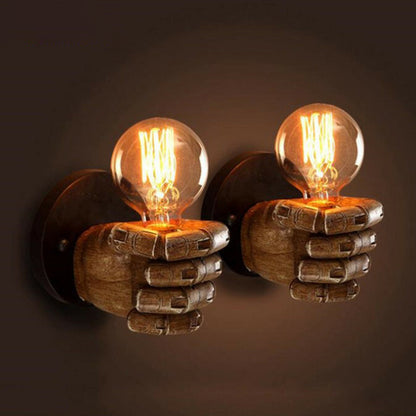 Océane Brown Fist Wall Lamp – Loft Style Resin Sconce