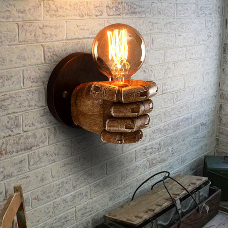 Océane Brown Fist Wall Lamp – Loft Style Resin Sconce