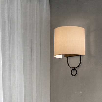 Applique murale demi-cylindrique Élodie avec abat-jour en tissu blanc