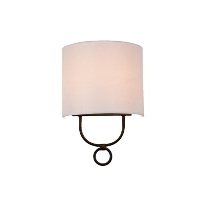 Applique murale demi-cylindrique Élodie avec abat-jour en tissu blanc