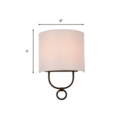Applique murale demi-cylindrique Élodie avec abat-jour en tissu blanc