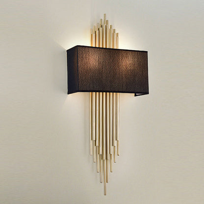 Mathilde Rectangle Wall Lamp Fabric Shade Black White Flaxen