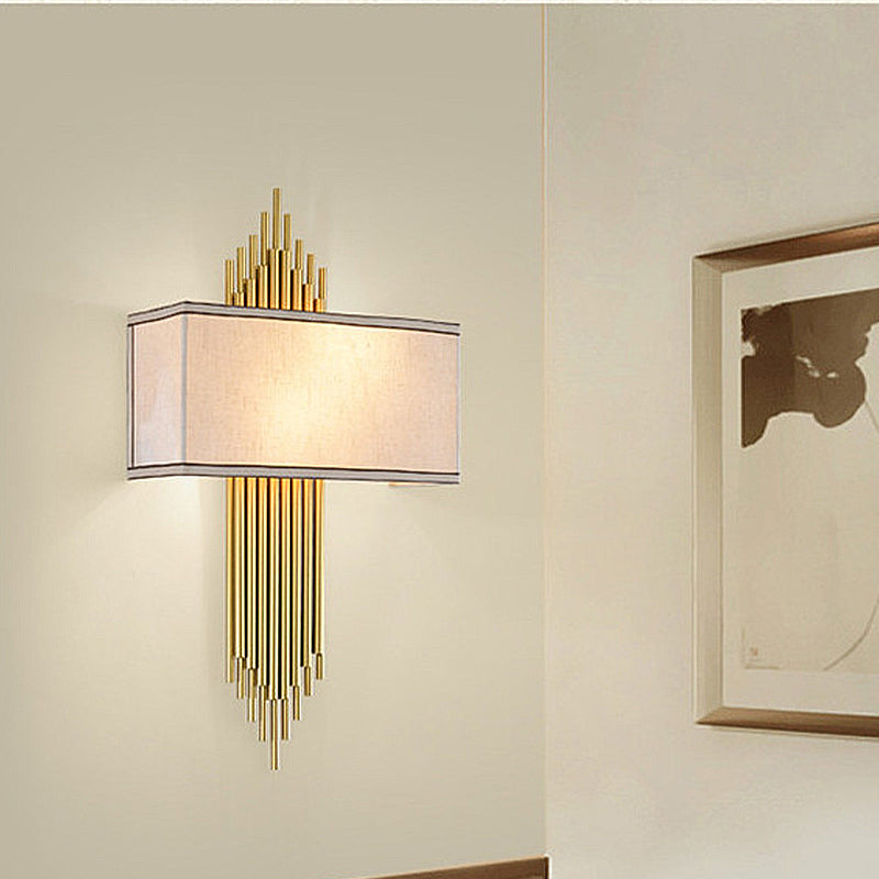 Mathilde Rectangle Wall Lamp Fabric Shade Black White Flaxen