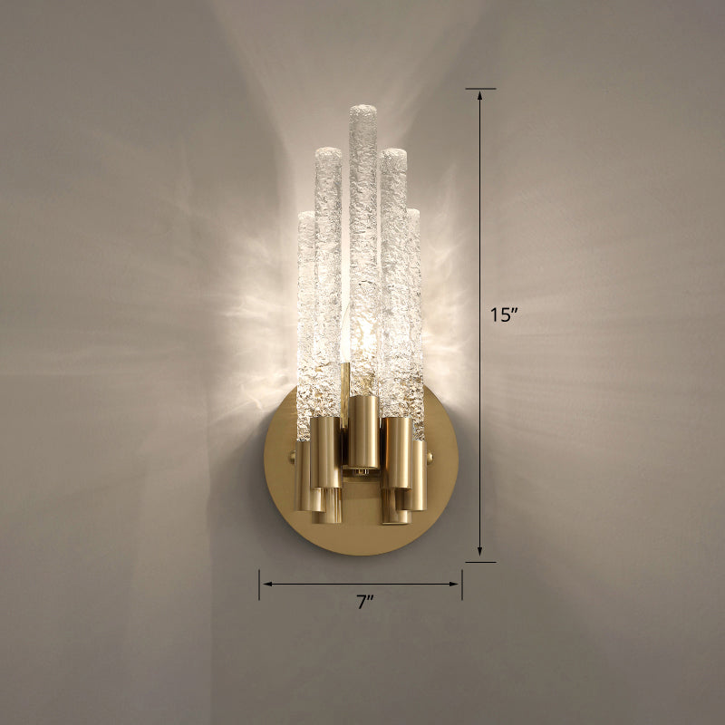Camille Tubular Crystal Wall Sconce – Dual Light Brass Finish