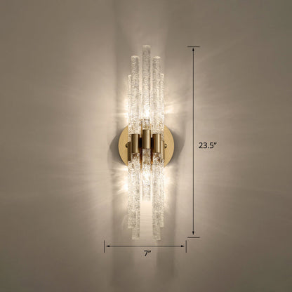 Camille Tubular Crystal Wall Sconce – Dual Light Brass Finish
