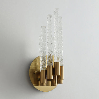 Camille Tubular Crystal Wall Sconce – Dual Light Brass Finish